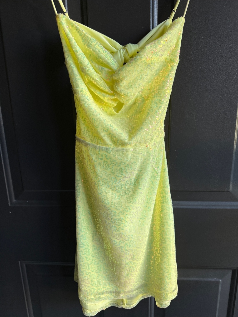 Lucy in the Sky Yellow/ Iridescent Sequin Homecoming Mini Dress size S